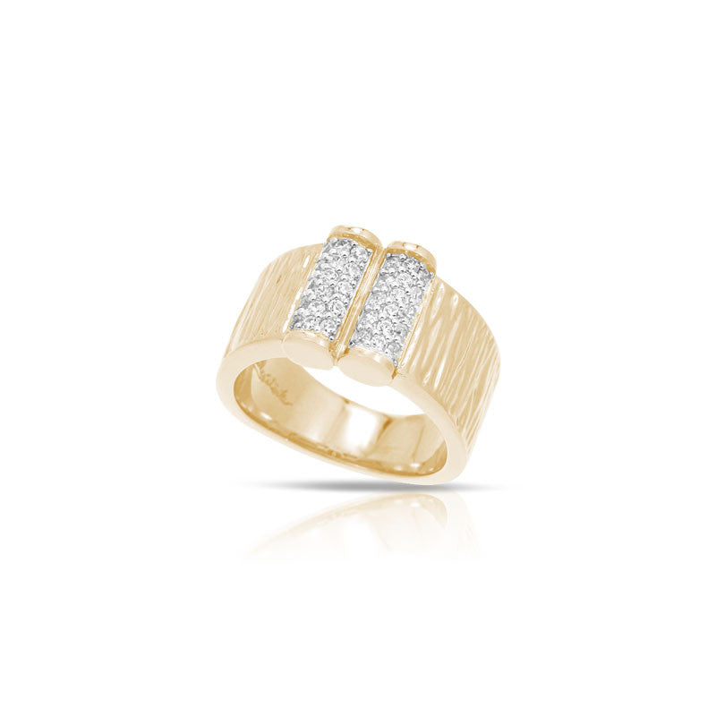 Belle Etoile Heiress Collection 18 karat yellow gold vermeil on sterling silver with pave-set stones ring.