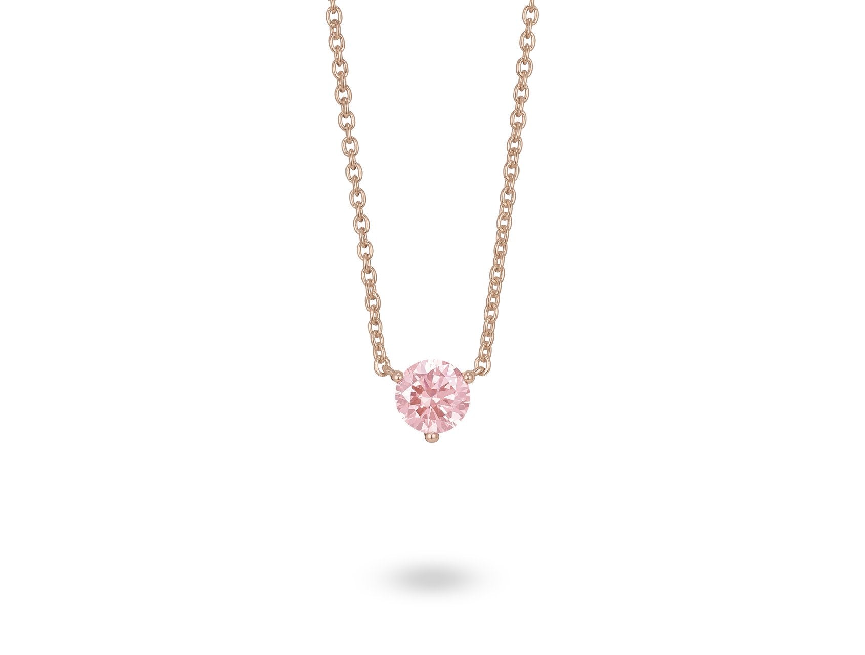 LIGHTBOX Lab-Grown Diamond 1ct Pink Round Solitaire necklace, 14k